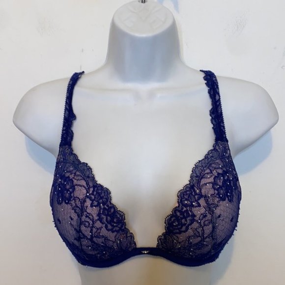 Victoria Secret Push Up Underwire multiway Purple Lace Bra Size 32C - Picture 2 of 9